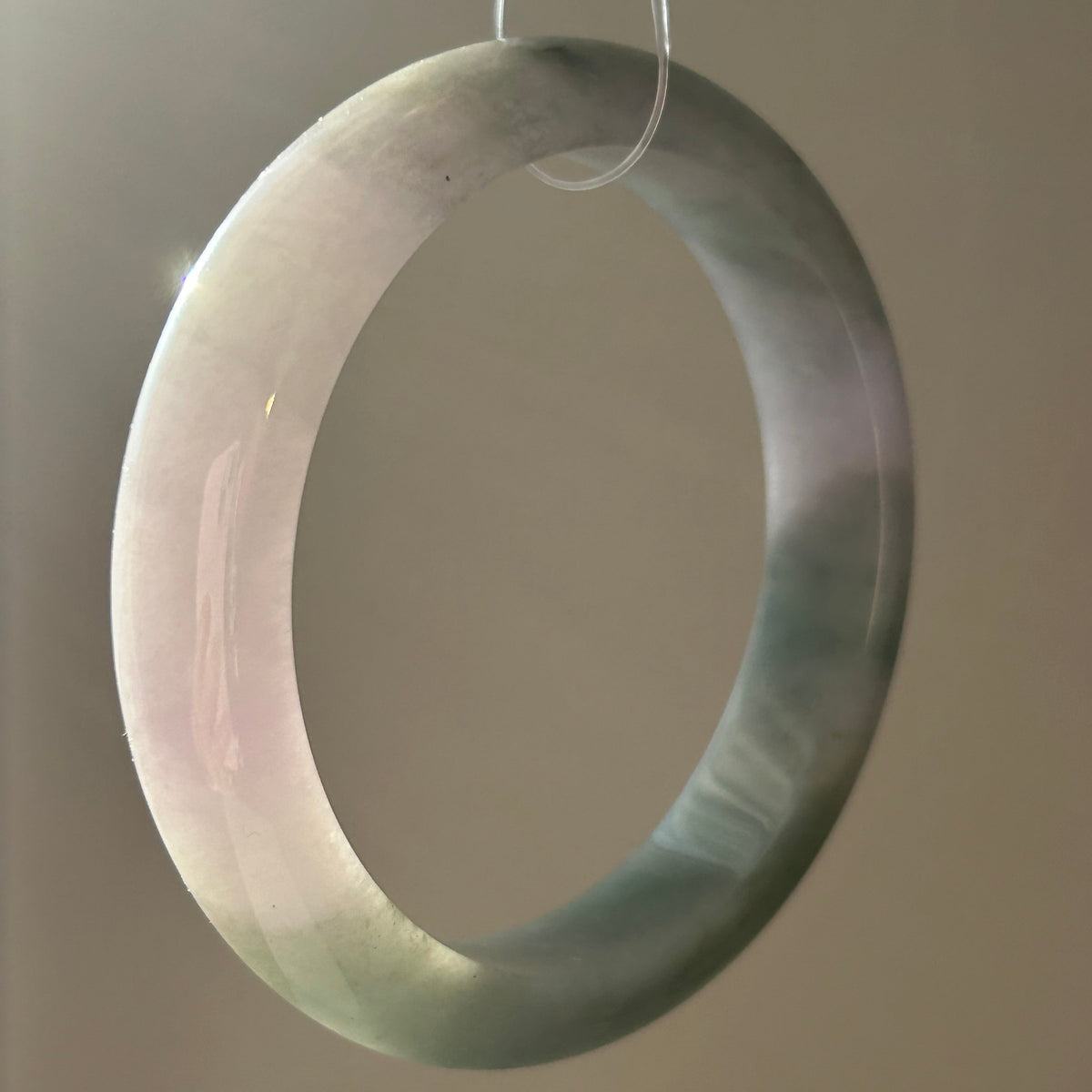 Icy spring purple and golden dust (chun dai cai sa jin) Burmese jadeite bangle, 57.8mm - Luxe Jadeite