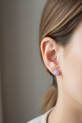 Lavender Burmese jade stud earrings in 18k gold - Luxe Jadeite