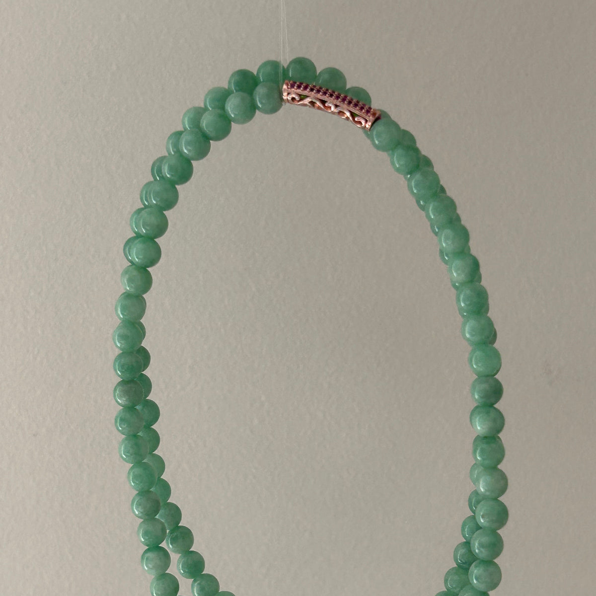 Sweet apple green Burmese jadeite bead necklace, 60cm - Luxe Jadeite