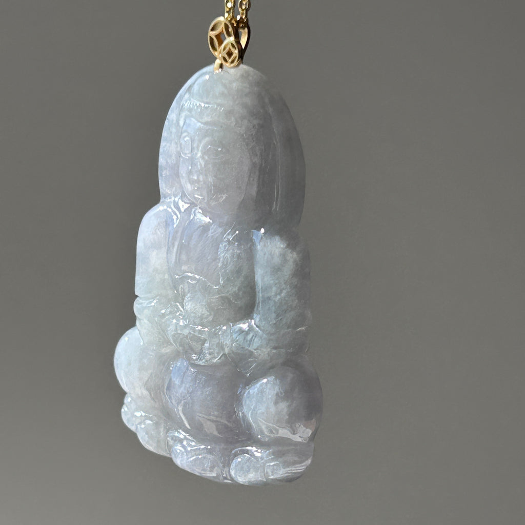 Lavender Buddha Pendant, Sterling Silver, photo 5 - Luxe Jadeite