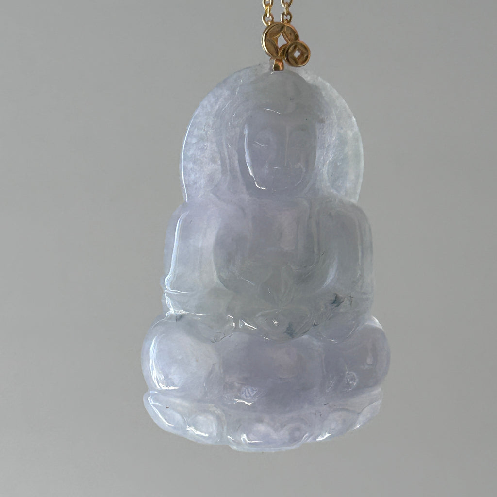Lavender Buddha Pendant, Sterling Silver, photo 6 - Luxe Jadeite