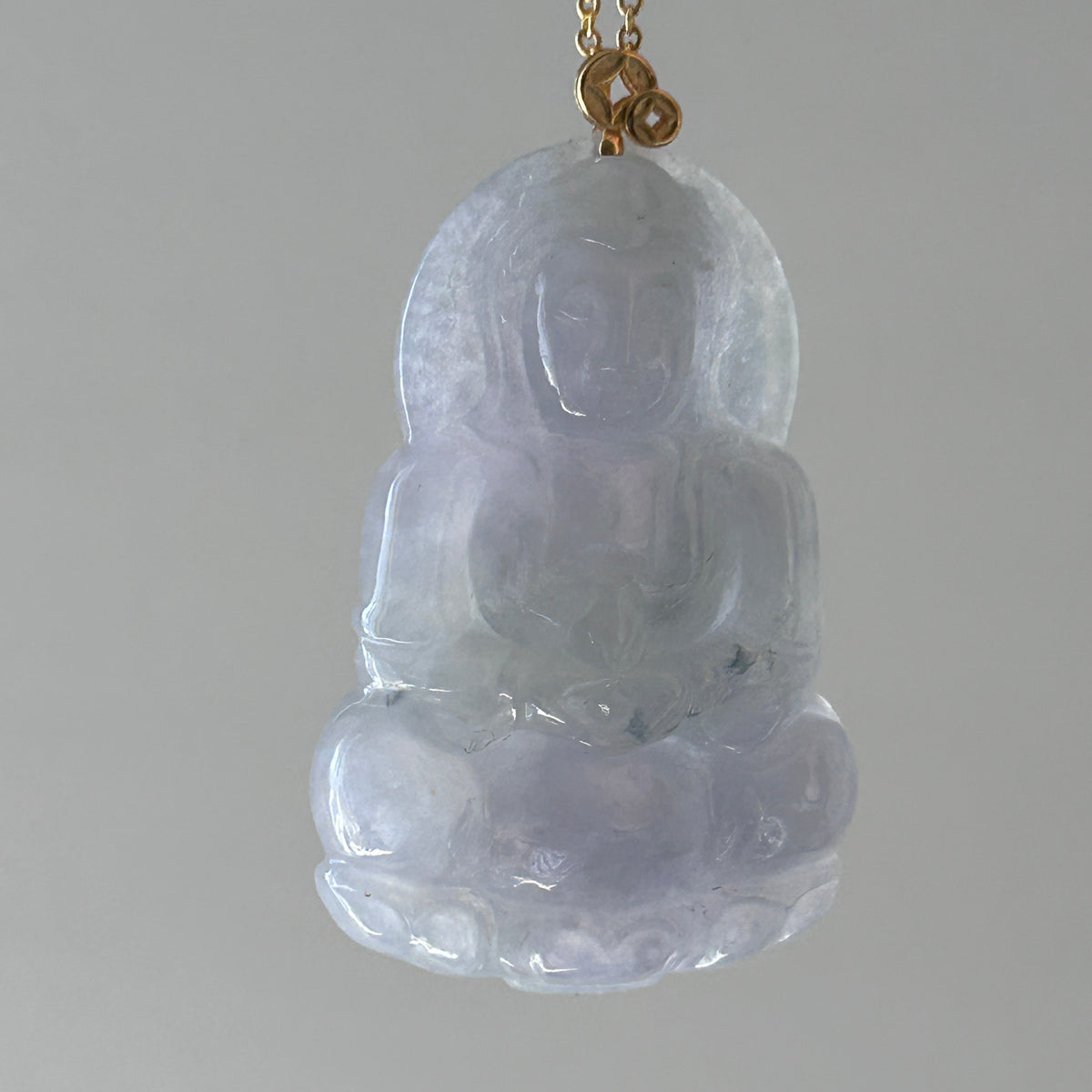 Lavender Buddha Pendant, Sterling Silver, photo 6 - Luxe Jadeite