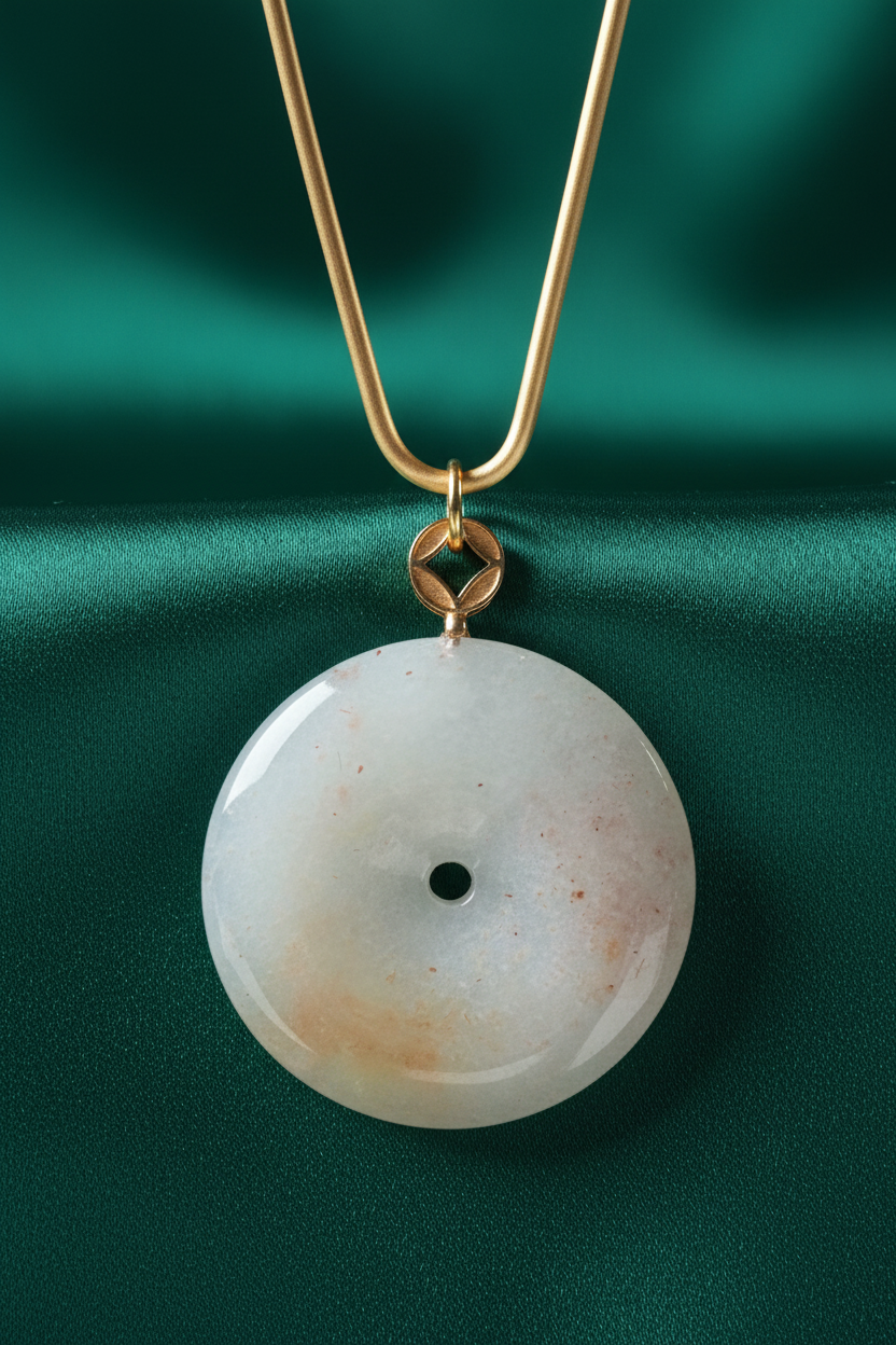Koi fish ping an kou jadeite pendant in 18k gold - Luxe Jadeite