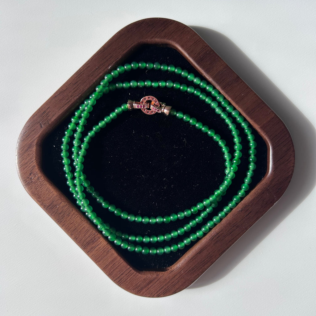 Imperial green Burmese jadeite beaded necklace, 55cm - Luxe Jadeite