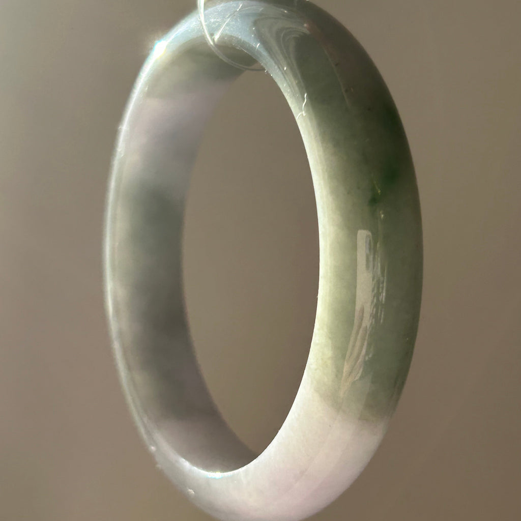 Icy spring purple and golden dust (chun dai cai sa jin) Burmese jadeite bangle, 57.8mm - Luxe Jadeite