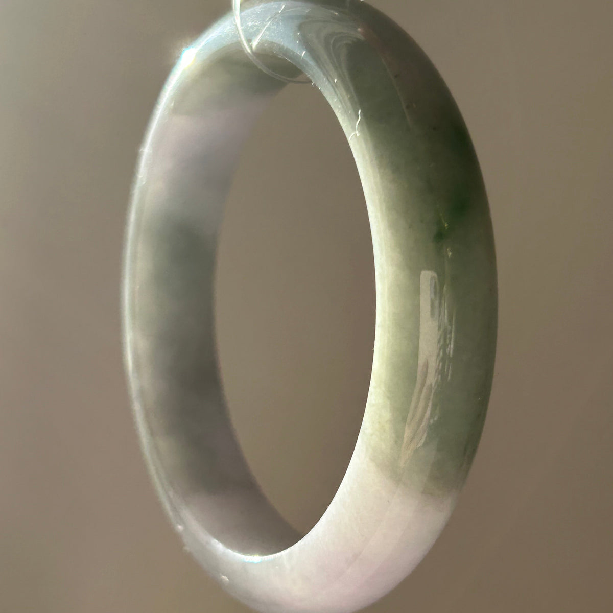 Icy spring purple and golden dust (chun dai cai sa jin) Burmese jadeite bangle, 57.8mm - Luxe Jadeite