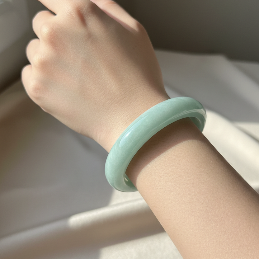 Apple green Burmese jadeite bangle, 56.9mm - Luxe Jadeite