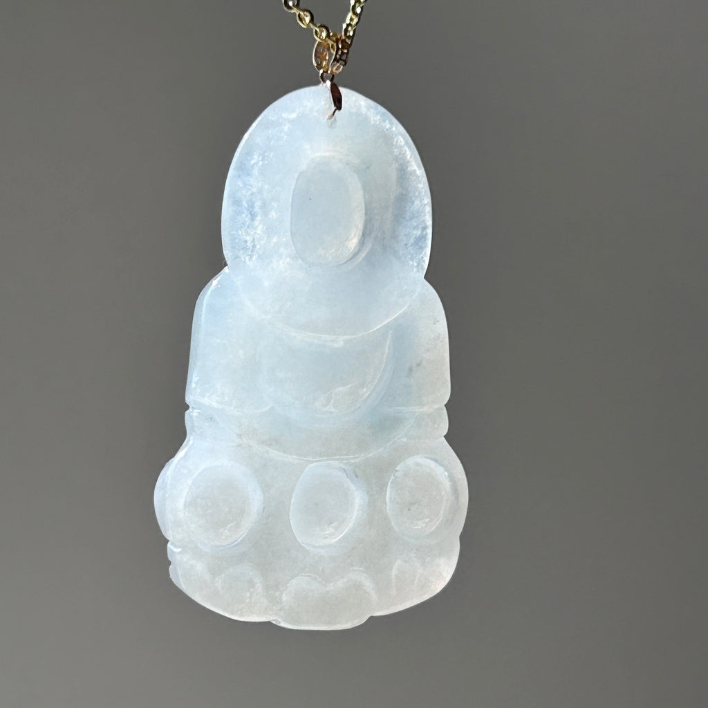 White Buddha Pendant, 18k Gold, photo 7 - Luxe Jadeite