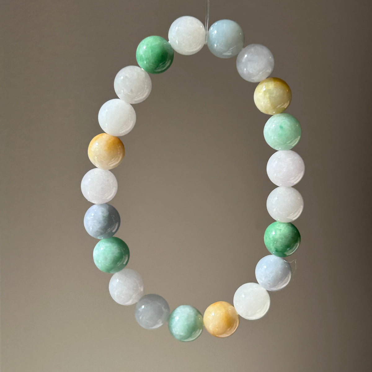 Vibrant macaron-colour Burmese jadeite bead bracelet - Luxe Jadeite