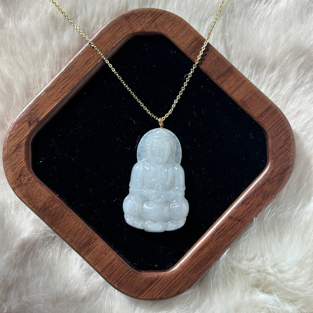 White Buddha Pendant, 18k Gold, photo 5 - Luxe Jadeite