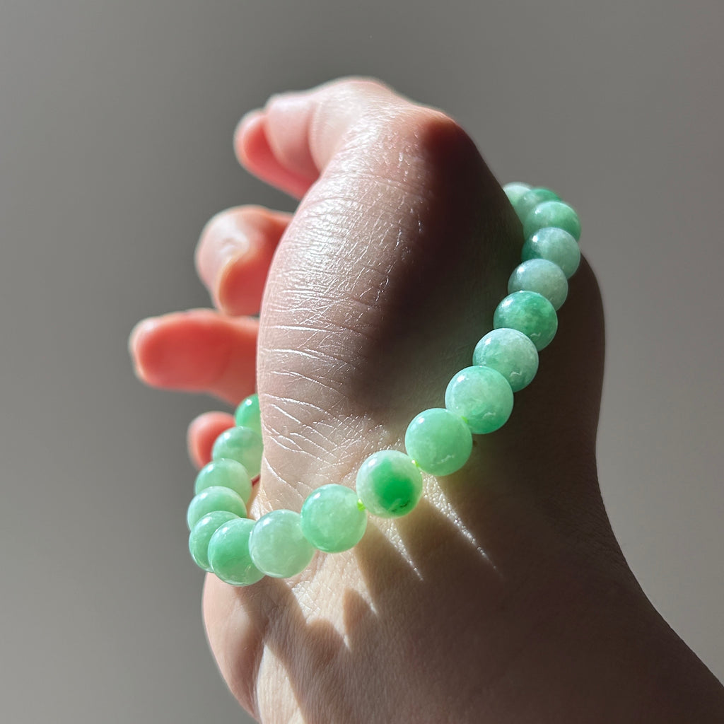 Apple green Burmese jadeite bead bracelet, photo 1 - Luxe Jadeite