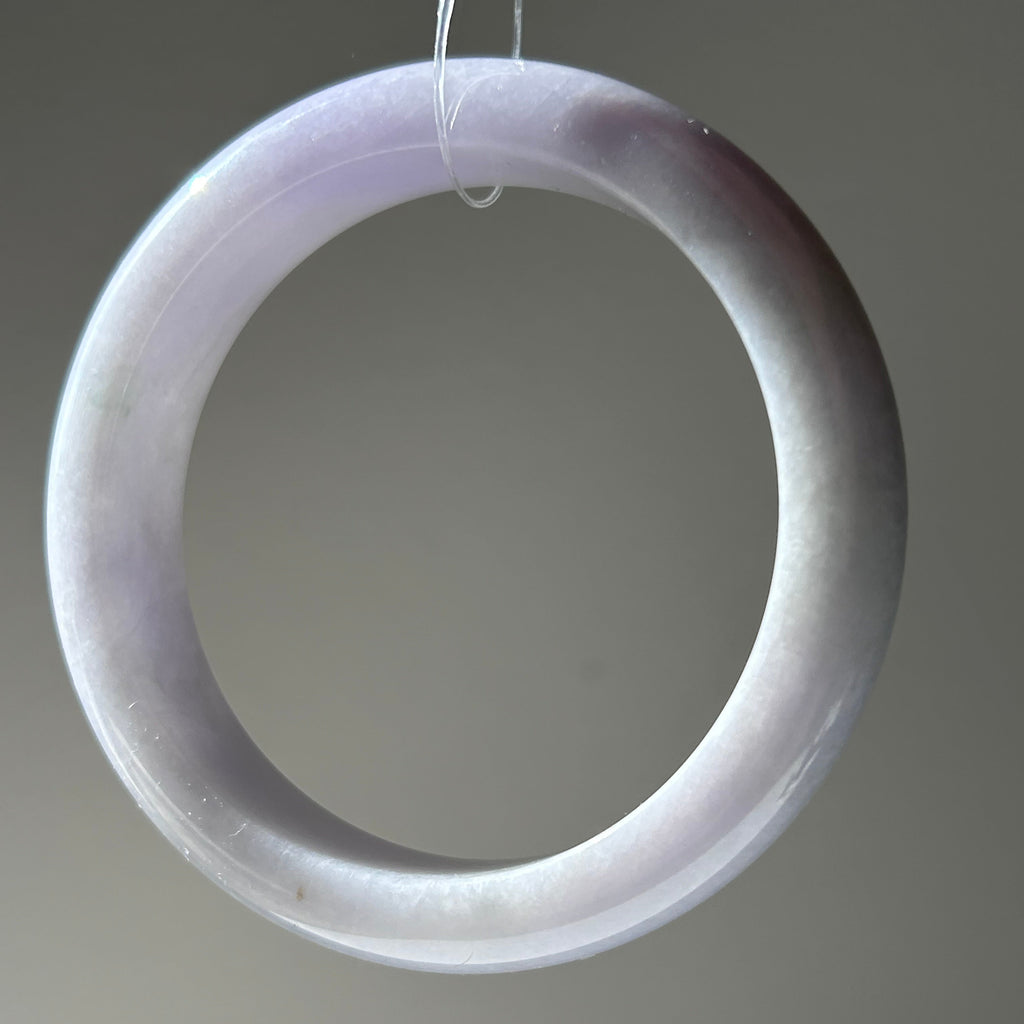 Milky lavender Burmese jadeite bangle with hint of green, 57.6mm - Luxe Jadeite