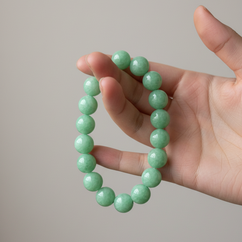 Apple green Burmese jadeite bead bracelet - Luxe Jadeite