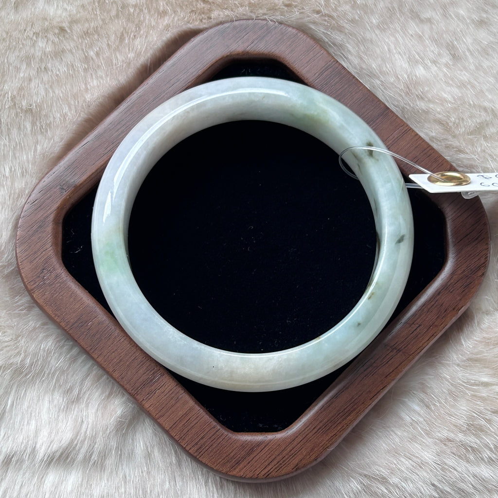 Pale Green with Floating Moss Green Bangle 60.3mm, photo 6 - Luxe Jadeite