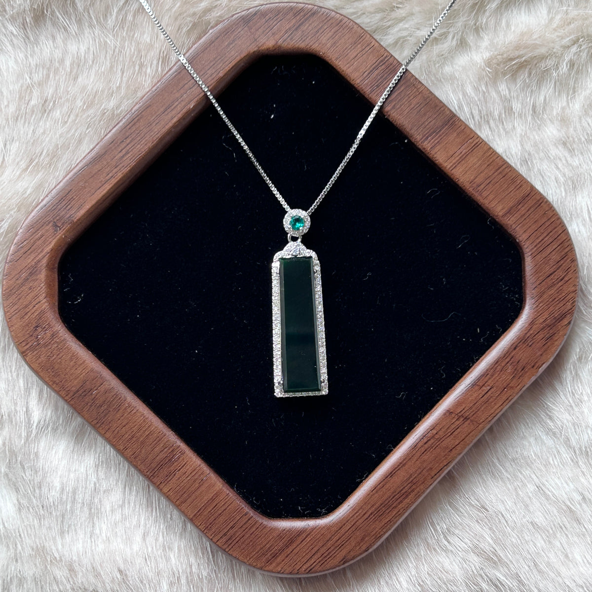 Black (Mo Cui) Myanmar Pendant, Sterling Silver, photo 4 - Luxe Jadeite