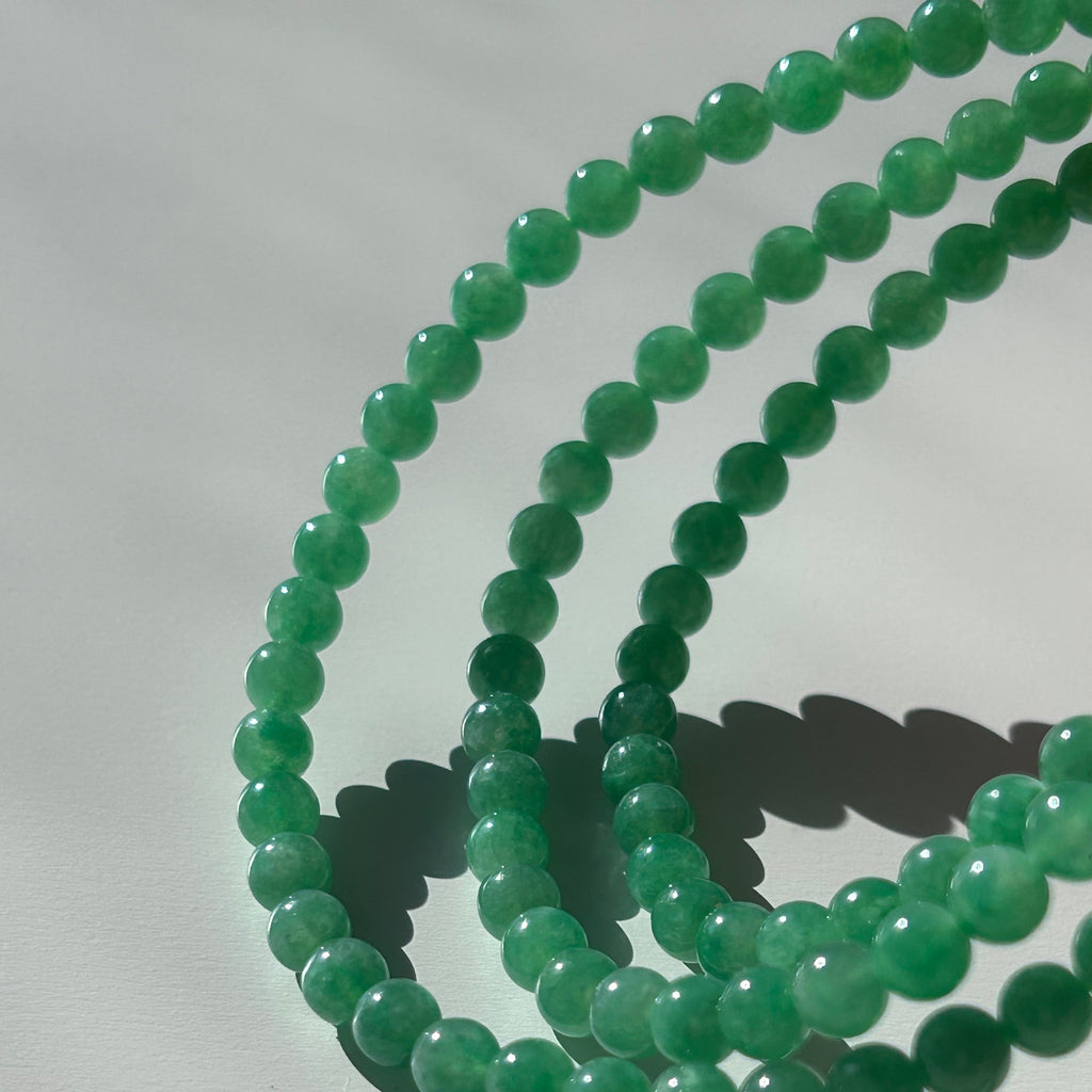 Icy sweet apple green Burmese jadeite bead necklace, 55cm, photo 8 - Luxe Jadeite
