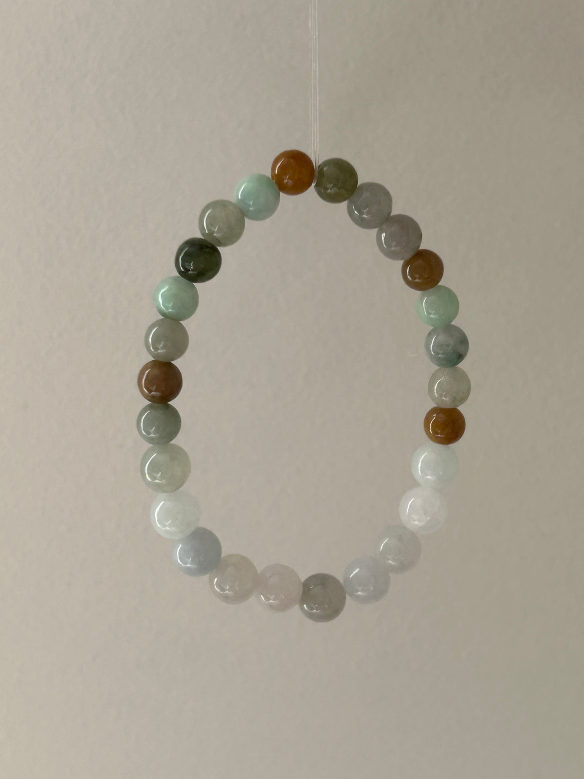 Multi-colour jadeite bead bracelet with white beads - Luxe Jadeite