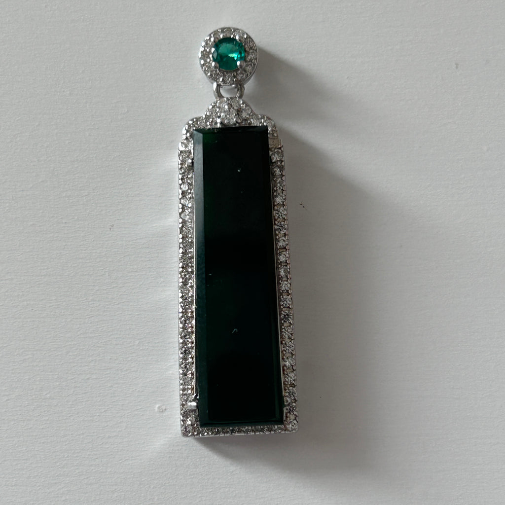 Black (Mo Cui) Myanmar Pendant, Sterling Silver, photo 3 - Luxe Jadeite