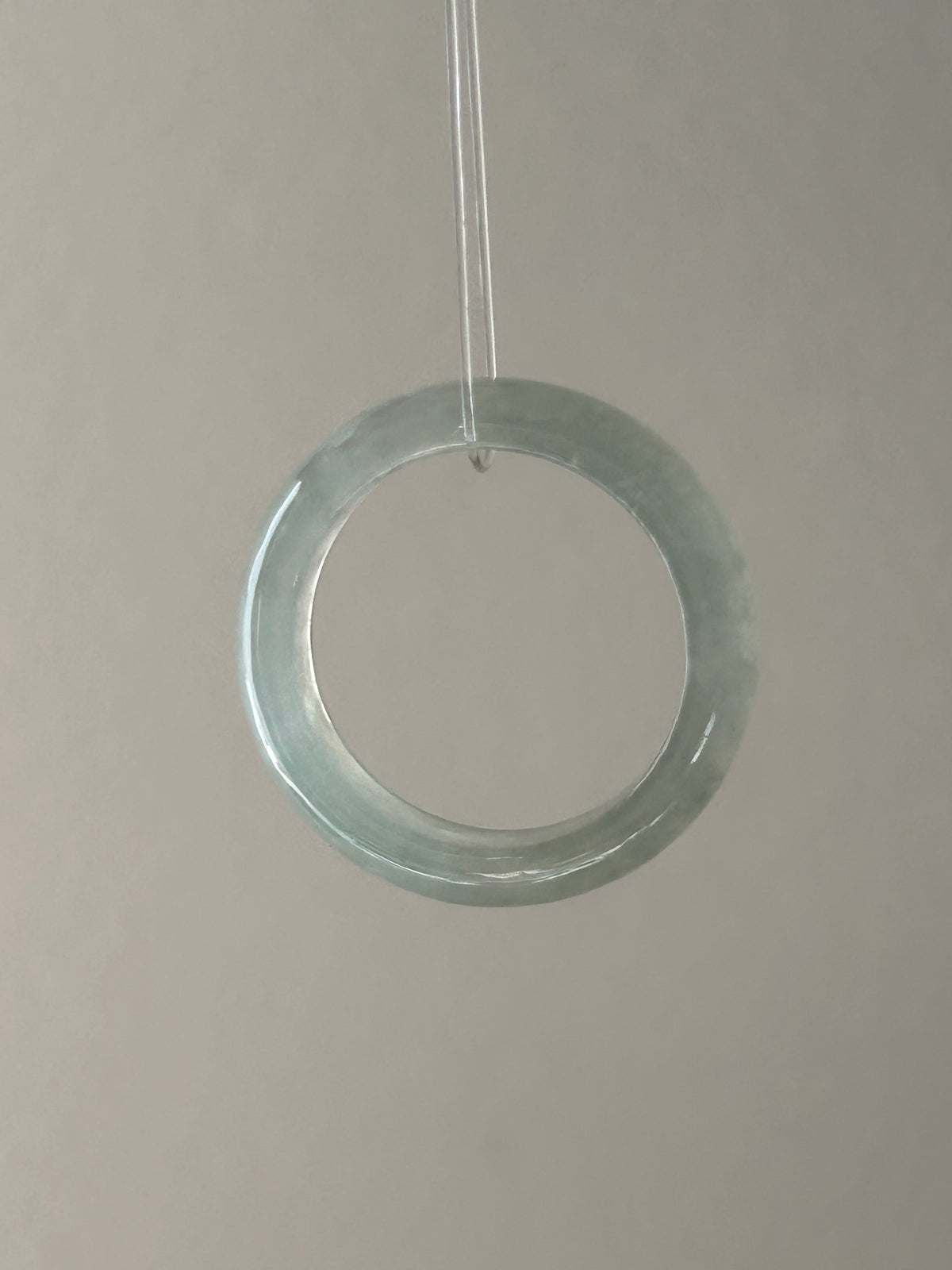 Icy white jadeite ring with lake green tinge - Luxe Jadeite