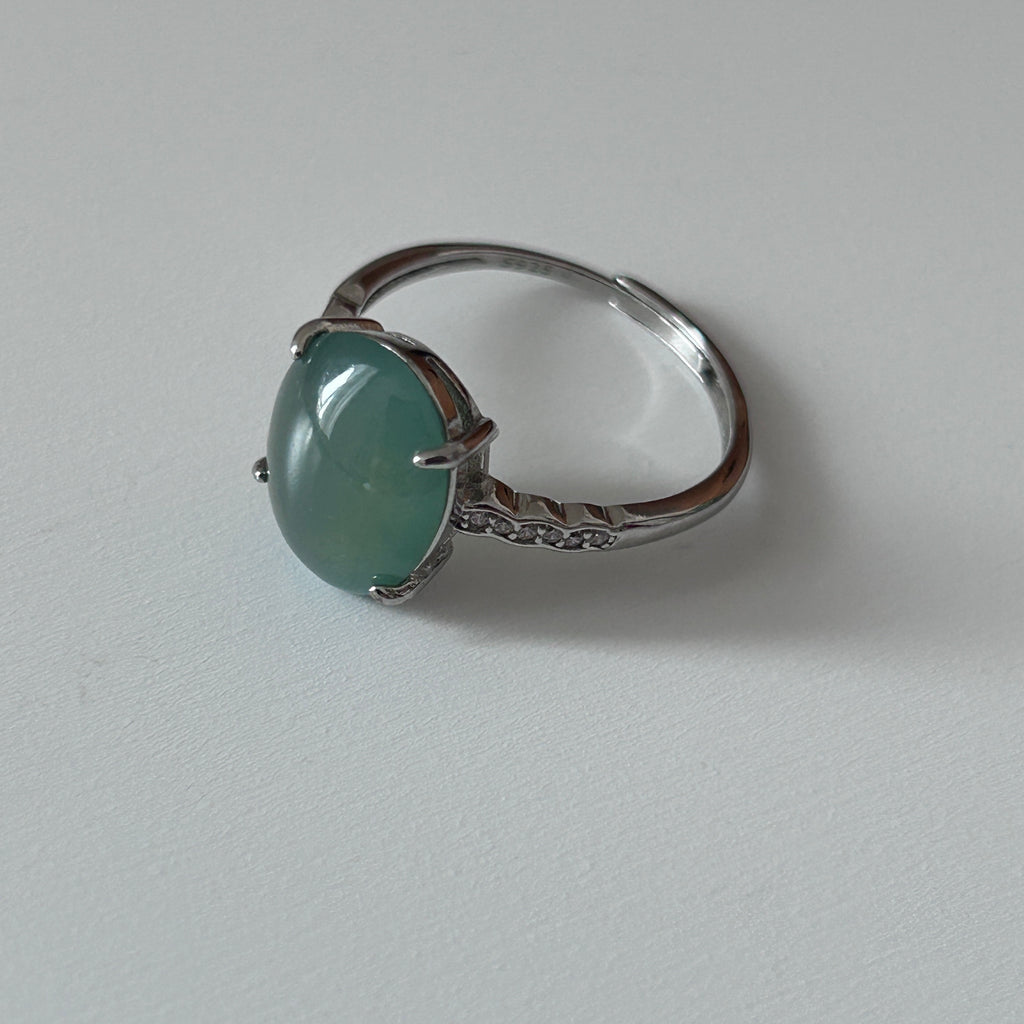 Lake Green Ring adjustable, Sterling Silver, photo 7 - Luxe Jadeite