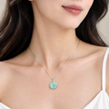 Floating Apple Green Ping An Kou Pendant, Sterling Silver, photo 1 - Luxe Jadeite
