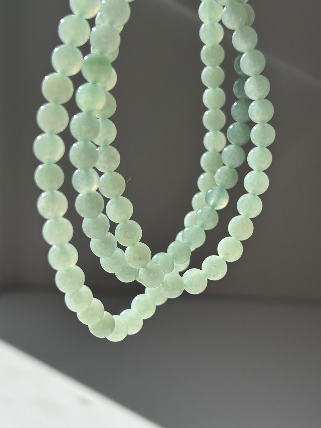 Burmese jadeite beaded necklace, 65cm, photo 5 - Luxe Jadeite