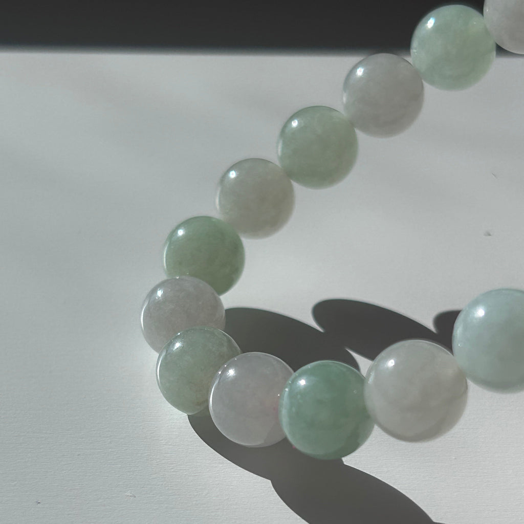 Duo-colour Burmese jadeite bead bracelet, photo 6 - Luxe Jadeite