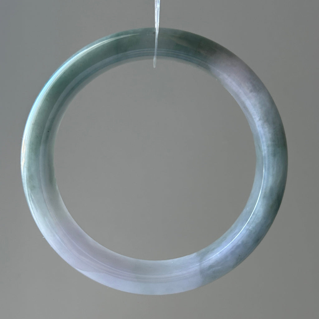 Icy spring purple and golden dust (chun dai cai sa jin) Burmese jadeite bangle, 57.8mm - Luxe Jadeite