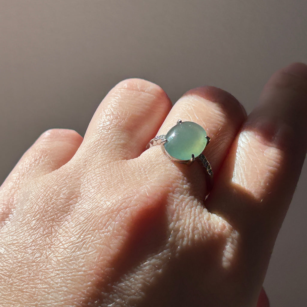 Lake Green Ring adjustable, Sterling Silver, photo 3 - Luxe Jadeite
