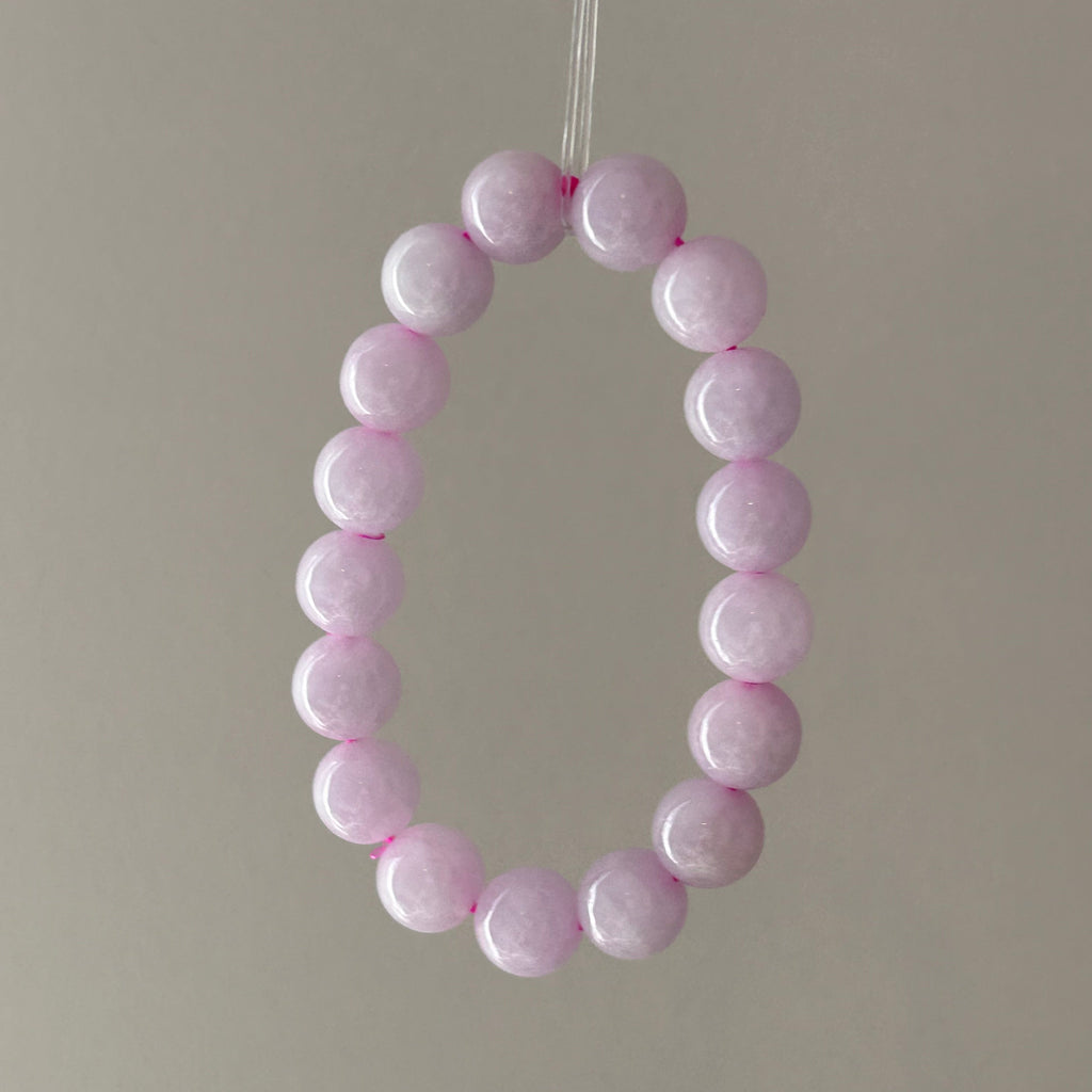 Pinkish white Burmese jadeite bead bracelet - Luxe Jadeite