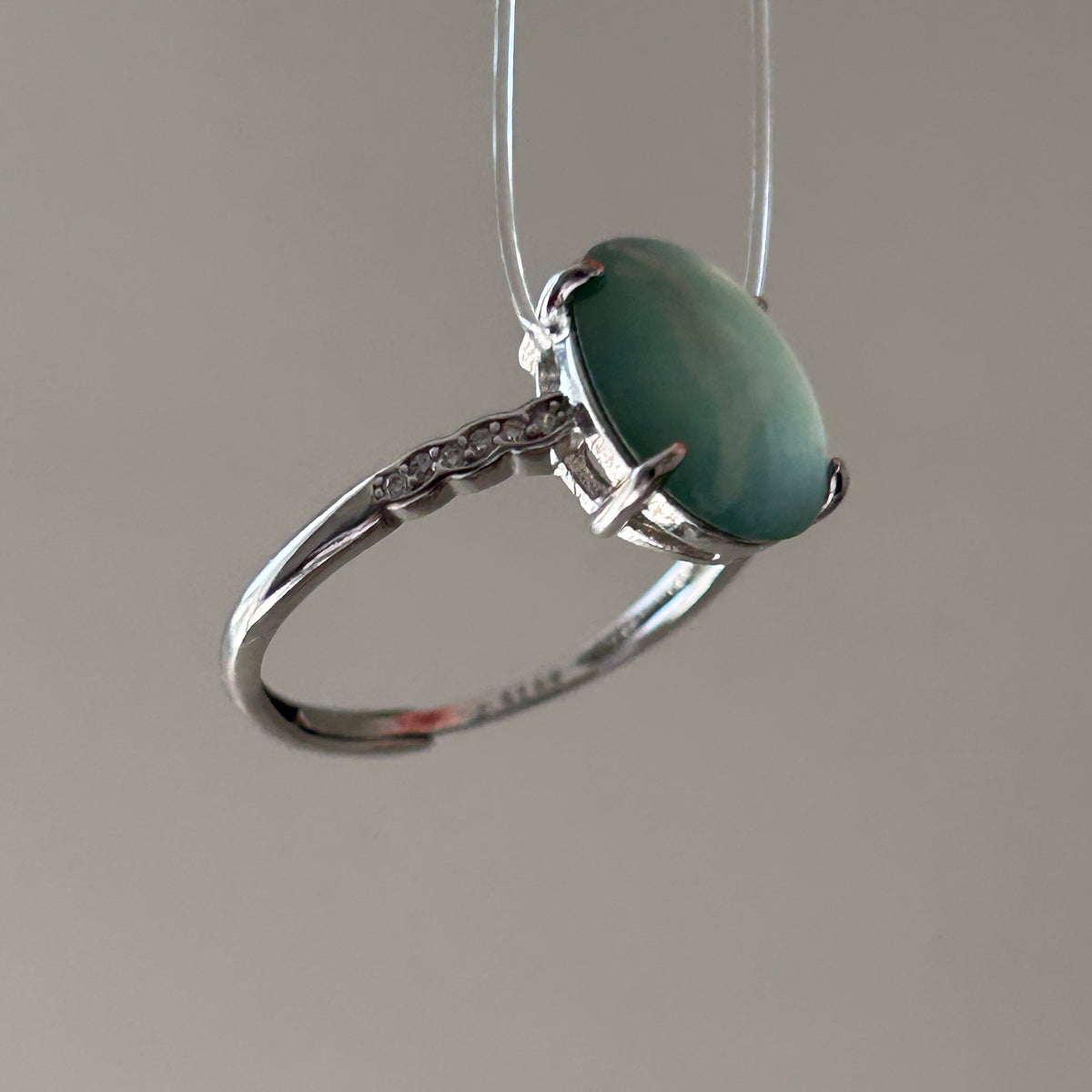 Lake Green Ring adjustable, Sterling Silver, photo 9 - Luxe Jadeite