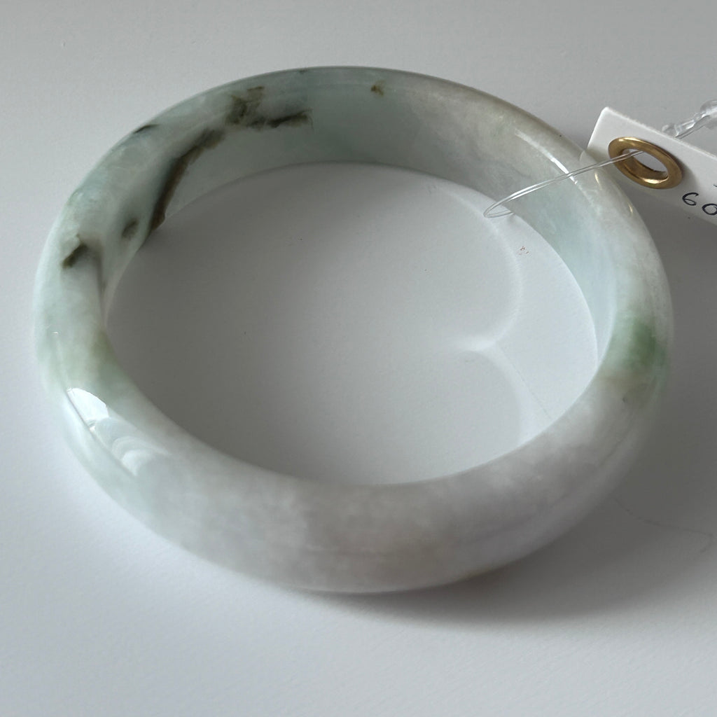 Pale Green with Floating Moss Green Bangle 60.3mm, photo 9 - Luxe Jadeite