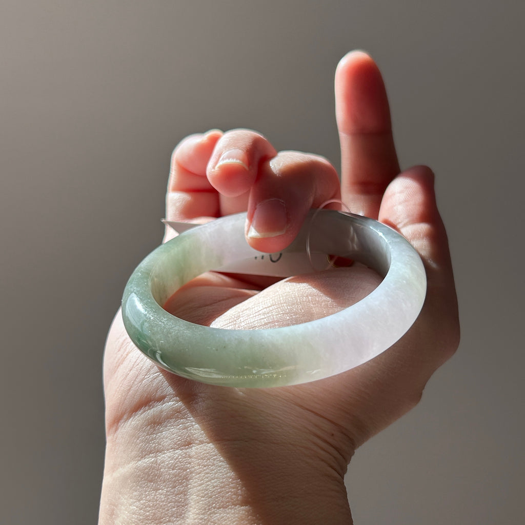 Icy spring purple and golden dust (chun dai cai sa jin) Burmese jadeite bangle, 57.8mm, photo 1 - Luxe Jadeite
