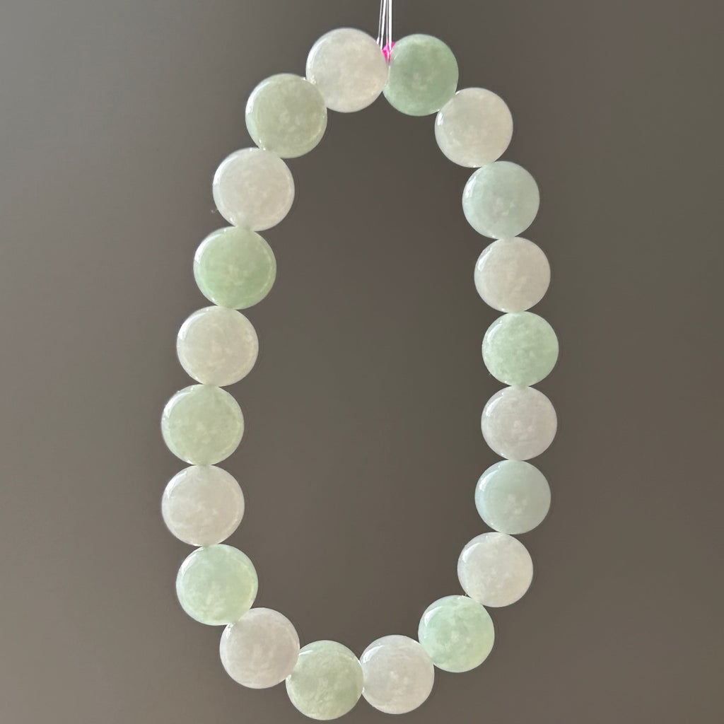 Duo-colour Burmese jadeite bead bracelet - Luxe Jadeite