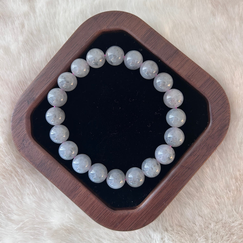 Rare icy black chicken (wuji) jadeite bead bracelet - Luxe Jadeite