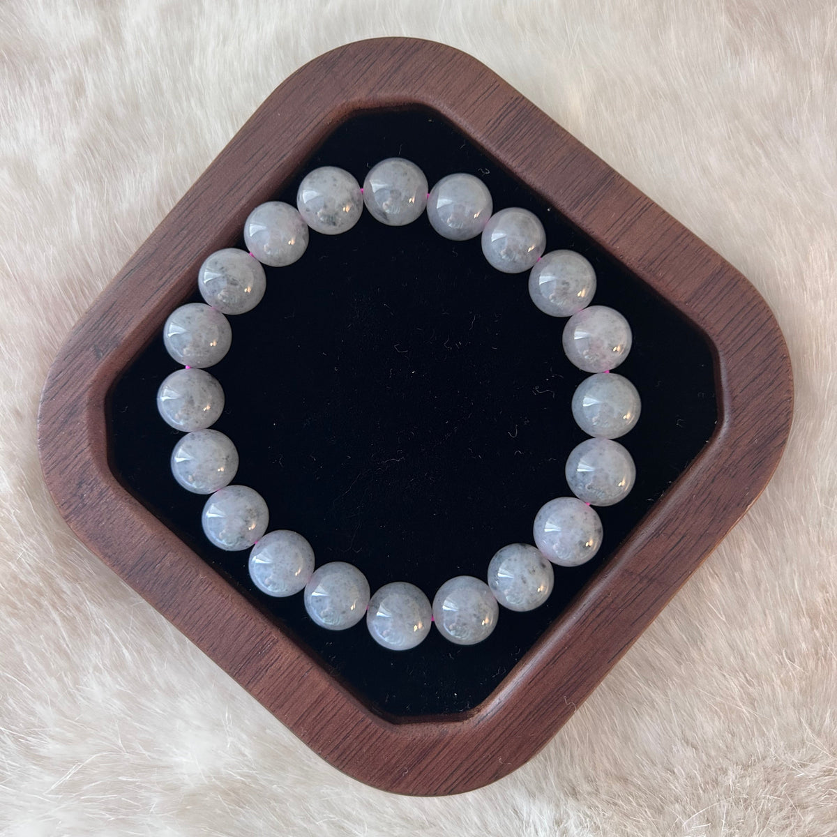Rare icy black chicken (wuji) jadeite bead bracelet - Luxe Jadeite