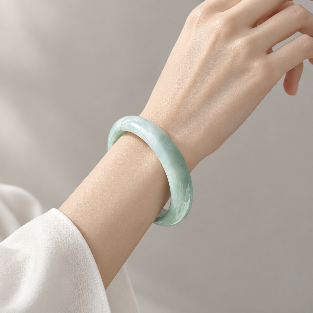 Apple Green Bangle, Jade only (no metal setting) | Certified Type A Burmese, photo 1 - Luxe Jadeite