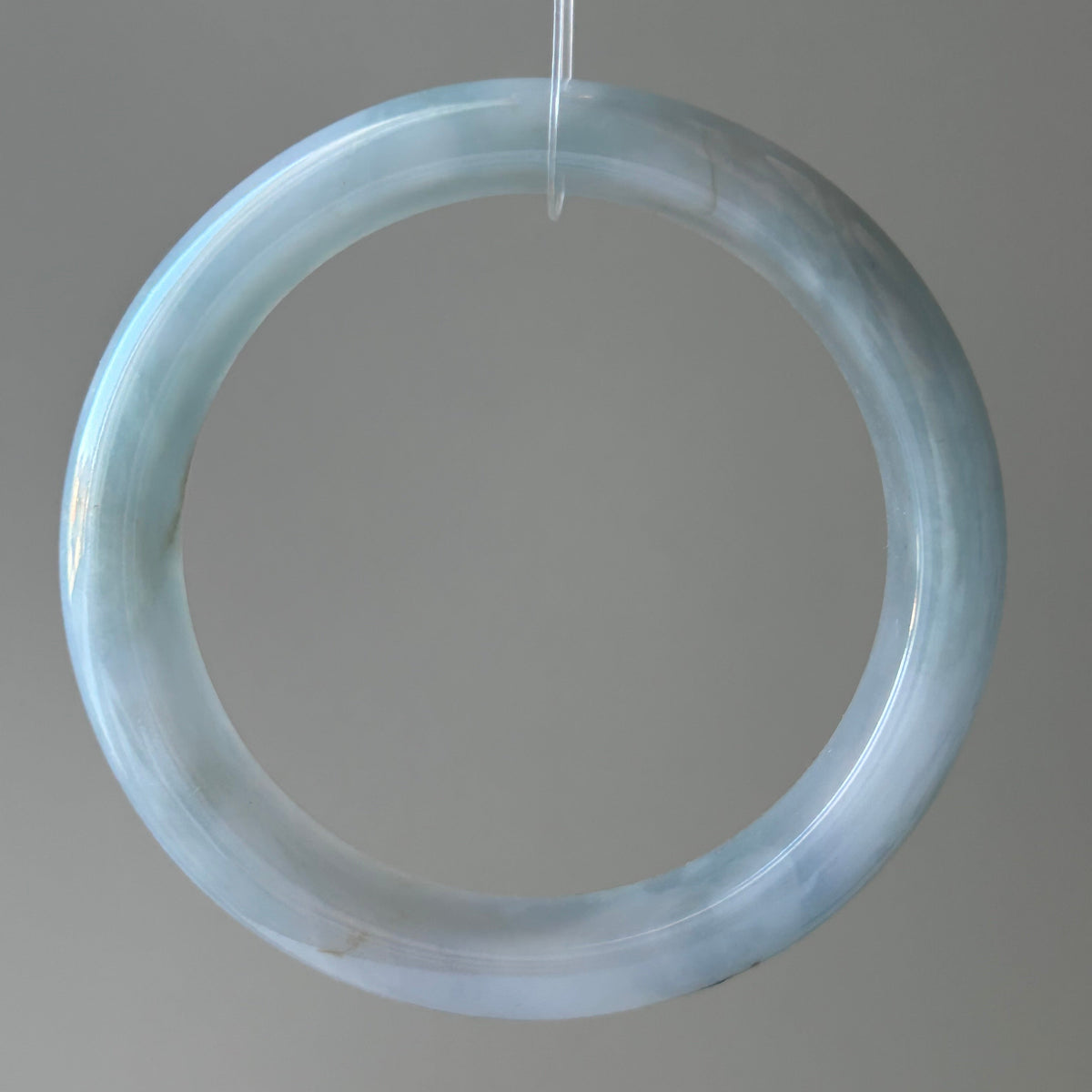 Icy lavender and dark green Burmese jadeite bangle with sa jin gold dust, 58.1mm - Luxe Jadeite