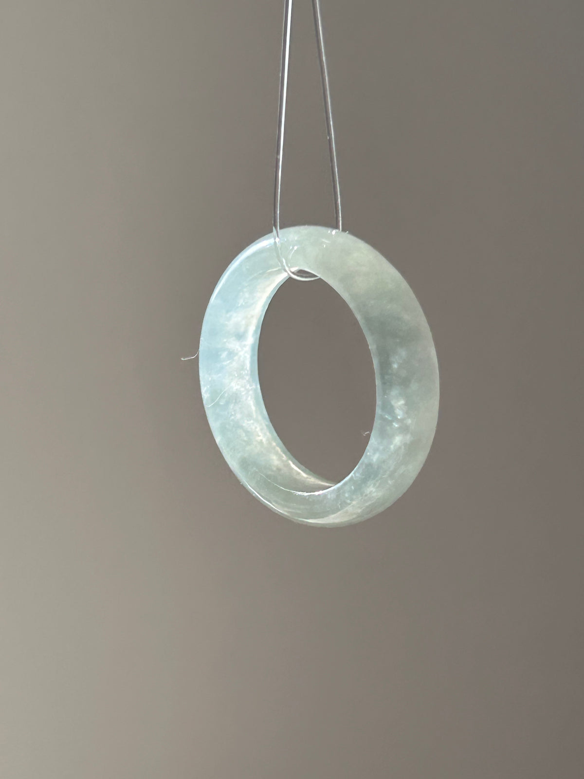 Icy white jadeite ring with lake green tinge - Luxe Jadeite