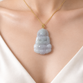 Lavender Buddha Pendant, Sterling Silver | Certified Type A Burmese, photo 1 - Luxe Jadeite