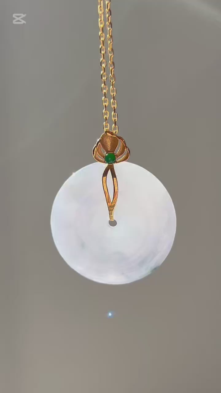 Sweet lavender jadeite ping an kou pendant in 18k gold, video 2 - Luxe Jadeite