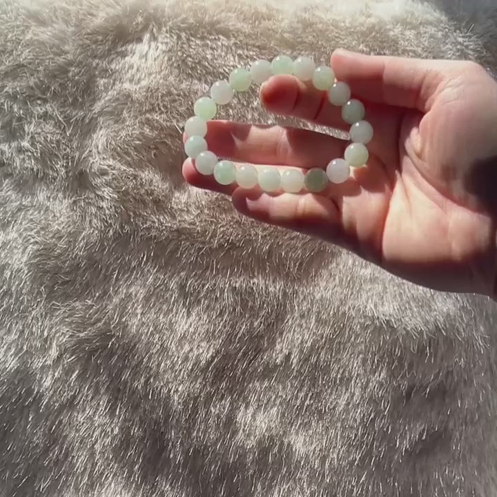 Duo-colour Burmese jadeite bead bracelet, photo 1, video 4 - Luxe Jadeite