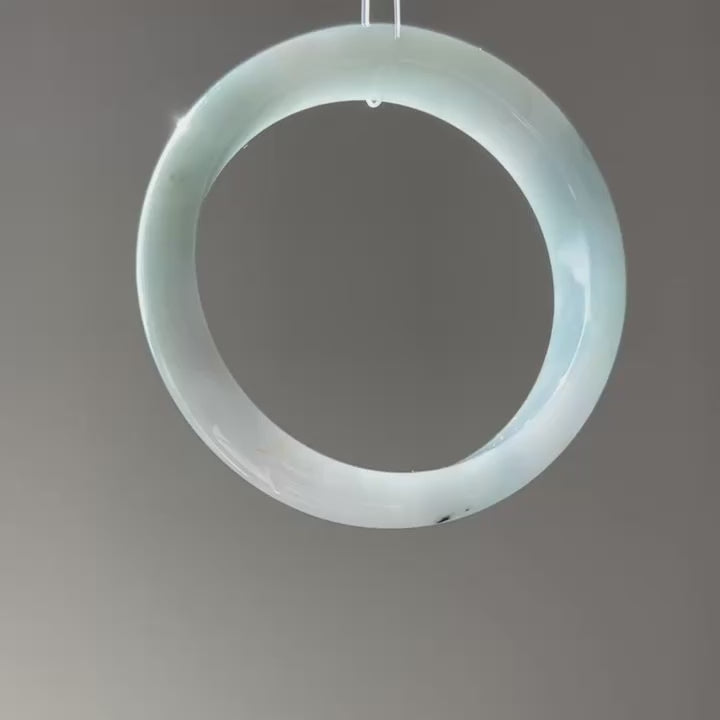 Icy lavender and dark green Burmese jadeite bangle with sa jin gold dust, 58.1mm, video 2 - Luxe Jadeite