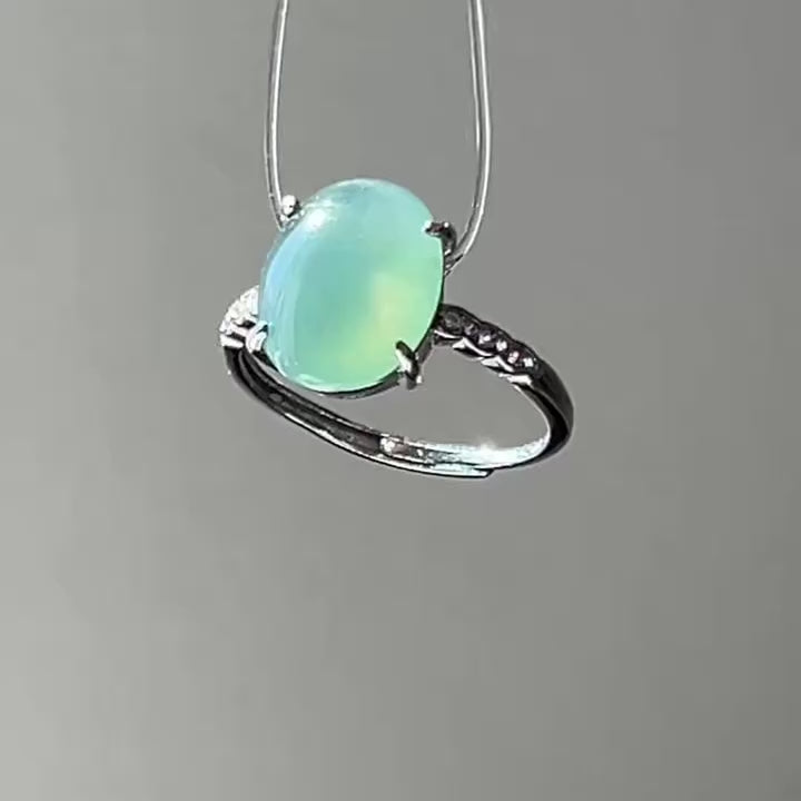Lake Green Ring adjustable, Sterling Silver, video 2 - Luxe Jadeite