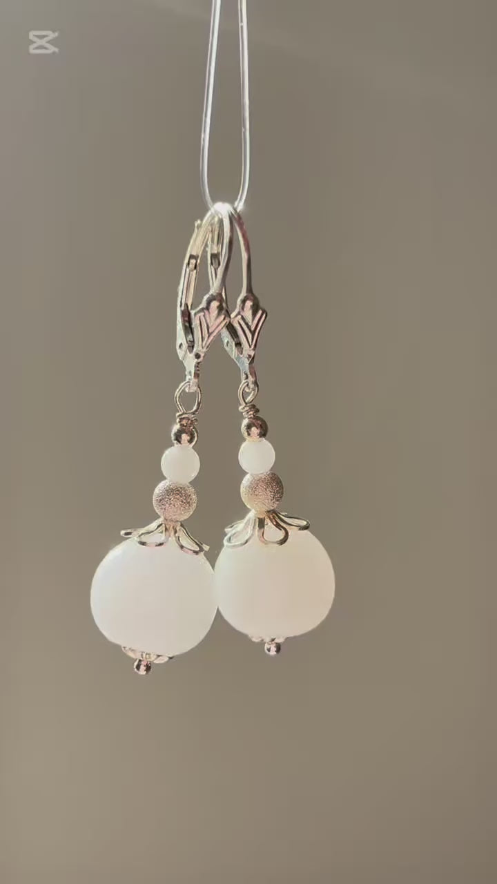 Fancy Burmese jadeite beads drop earrings in sterling silver, video 2 - Luxe Jadeite