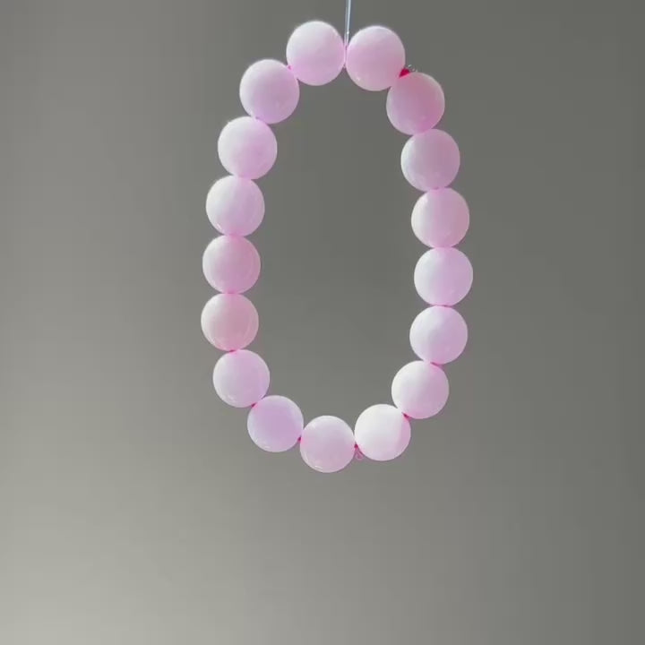 Pinkish white Burmese jadeite bead bracelet, photo 1, video 2 - Luxe Jadeite
