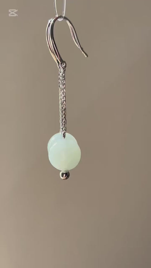 Burmese jadeite beads drop earrings in sterling silver, video 2 - Luxe Jadeite