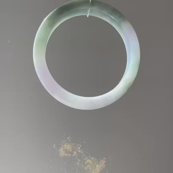 Icy spring purple and golden dust (chun dai cai sa jin) Burmese jadeite bangle, 57.8mm, video 2 - Luxe Jadeite
