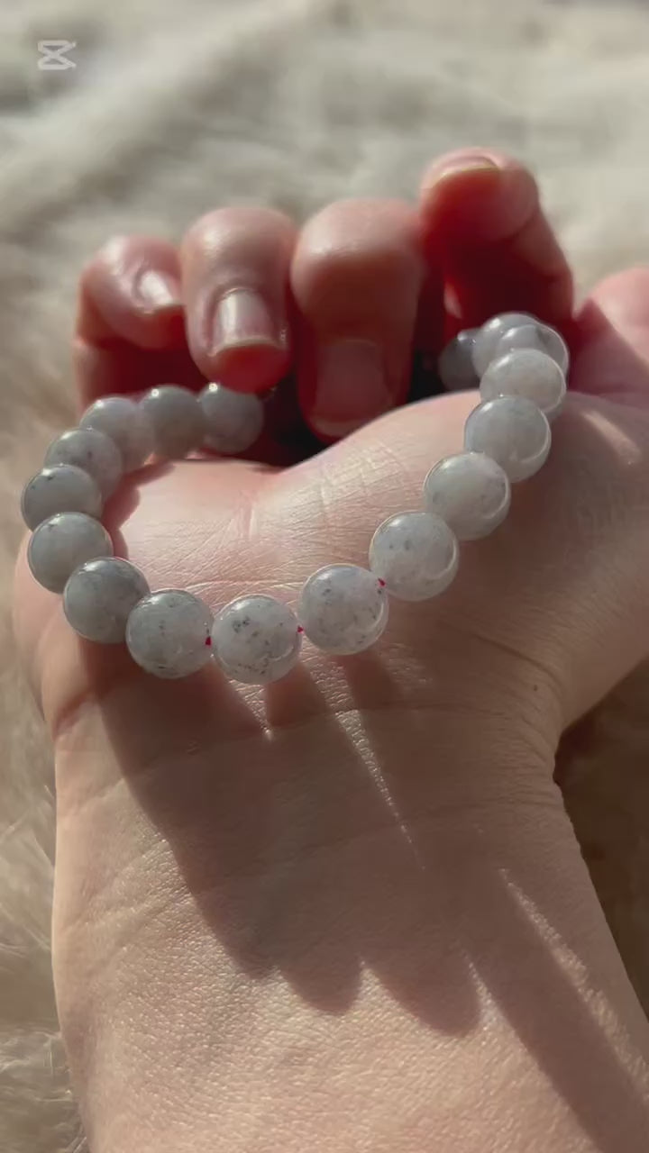 Rare icy black chicken (wuji) jadeite bead bracelet, video 2 - Luxe Jadeite