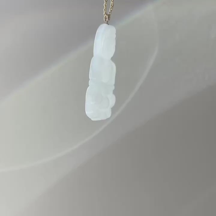 White Buddha Pendant, 18k Gold, video 2 - Luxe Jadeite